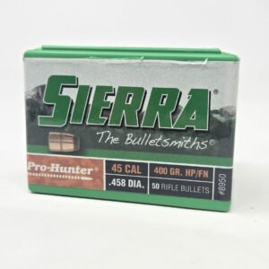 Sierra 458 Cal/45-70 (.458 Dia) Reloading Bullets Pro Hunter SRAA8950 400 Grain Flat Nose Jacketed Hollow Point 50 Pieces
