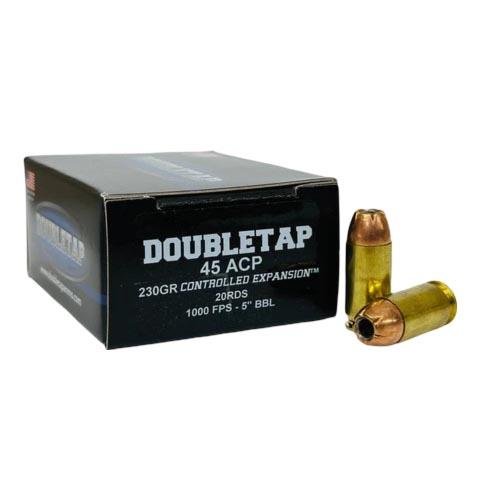 Double Tap Controlled Expansion Handgun Ammunition 45 Auto 230gr JHP 1000 fps 20/ct