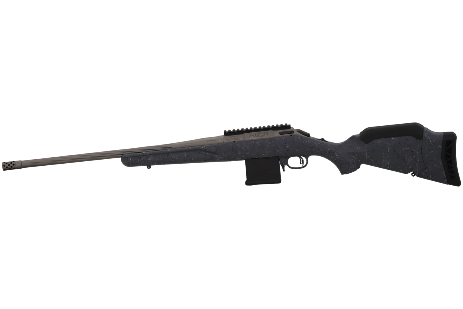 RUGER AMERICAN G2 WILDERNESS TOPO 204 RUGER RFL 20" SPIRAL FLUTD, GRAY SPLATTER 10RD
