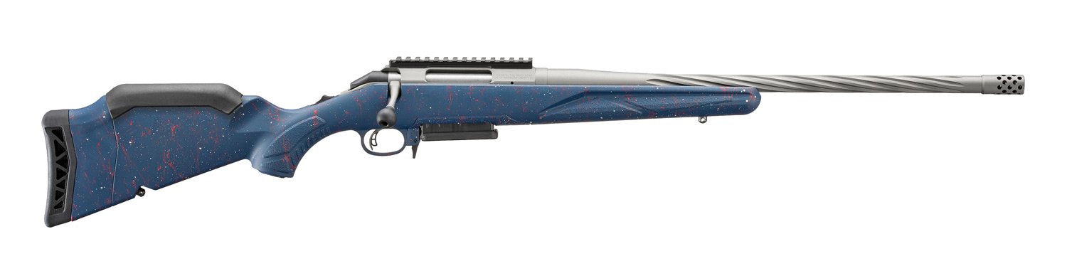 RUGER AMERICAN G2 AMERICAS 250TH 308WIN RFL RWB SPLATTER 20" SPIRAL FLUTED, GRY SPLTTR 3RD