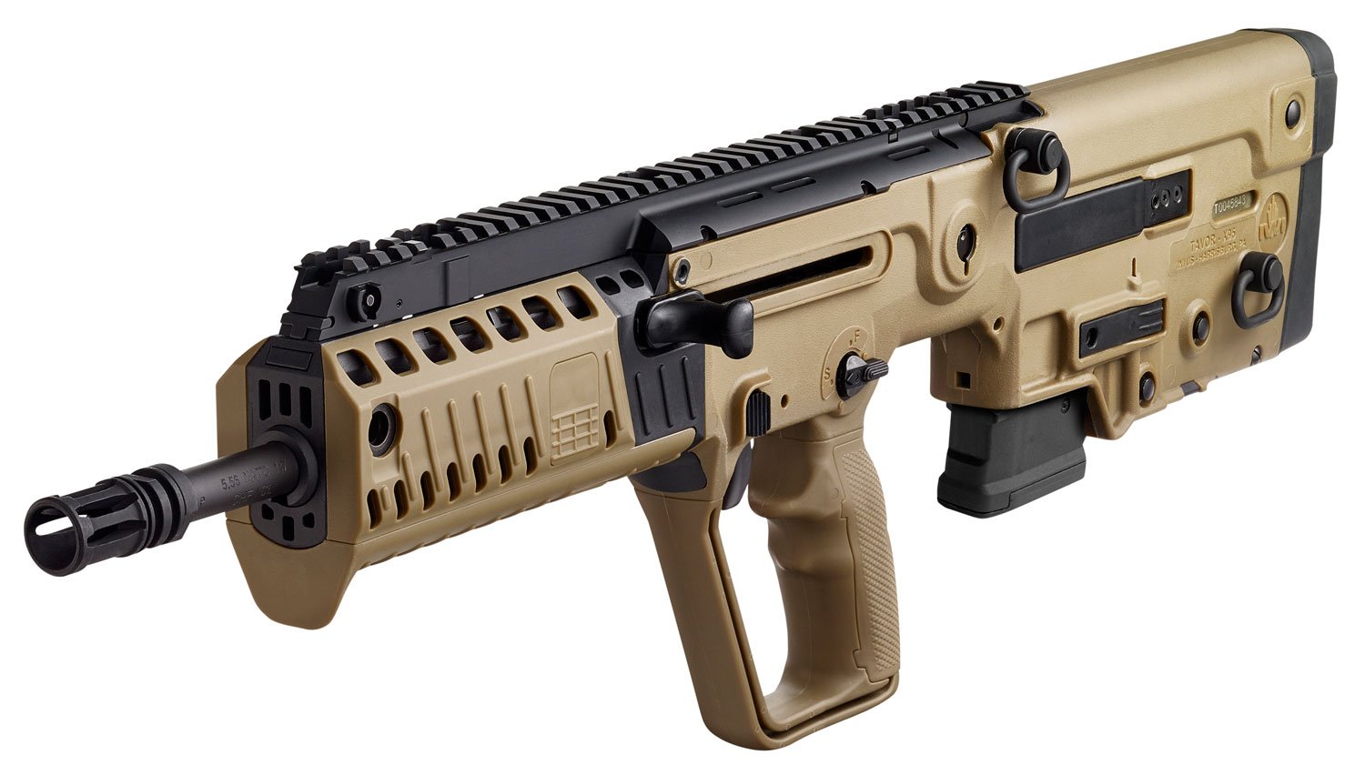 108922.jpg IWI US XFD1610 Tavor X95 5.56x45mm NATO Caliber with 16.50" Barrel, 10+1 Capacity, Flat Dark Earth Metal Finish, Flat Dark Earth Fixed Bullpup Stock & Polymer Grip Right Hand
