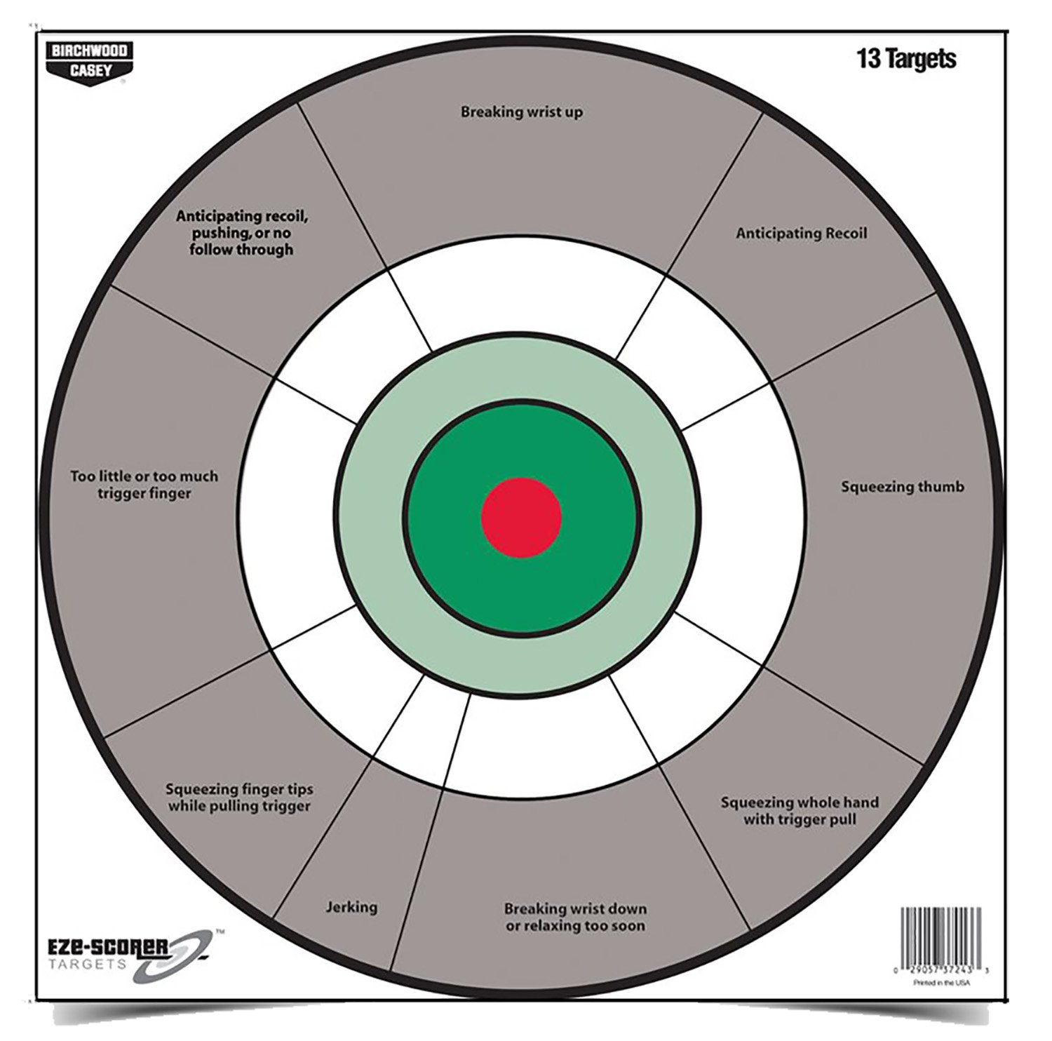 115776.jpg Birchwood Casey 37245 EZE-Scorer 12" Bullseye Paper Hanging Gray/White 13 Per Pkg