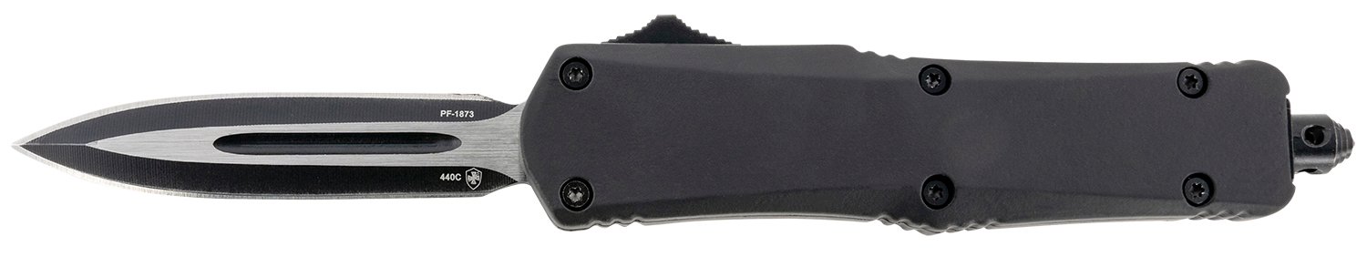 Templar Knife SBR131 Gen II  Small 2.69" OTF Dagger Plain Black Oxide Stonewashed 440C SS Blade, 4.31" Black Aluminum/Rubber Handle, Glass Breaker