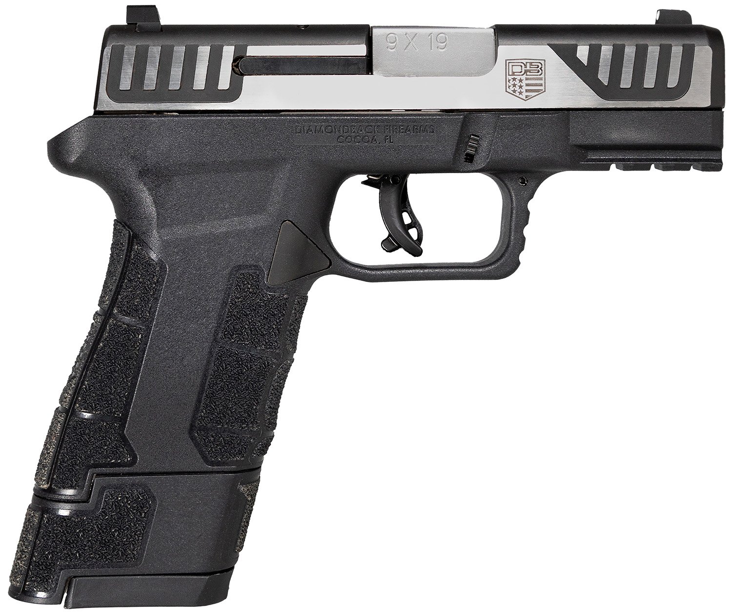 Diamondback DB0300P031 AM2  Sub-Compact Frame 9mm Luger 17+1, 3.50" Stainless Steel Barrel, Serrated Stainless Steel Slide, Black Polymer Frame w/Picatinny Rail & Polymer Grip