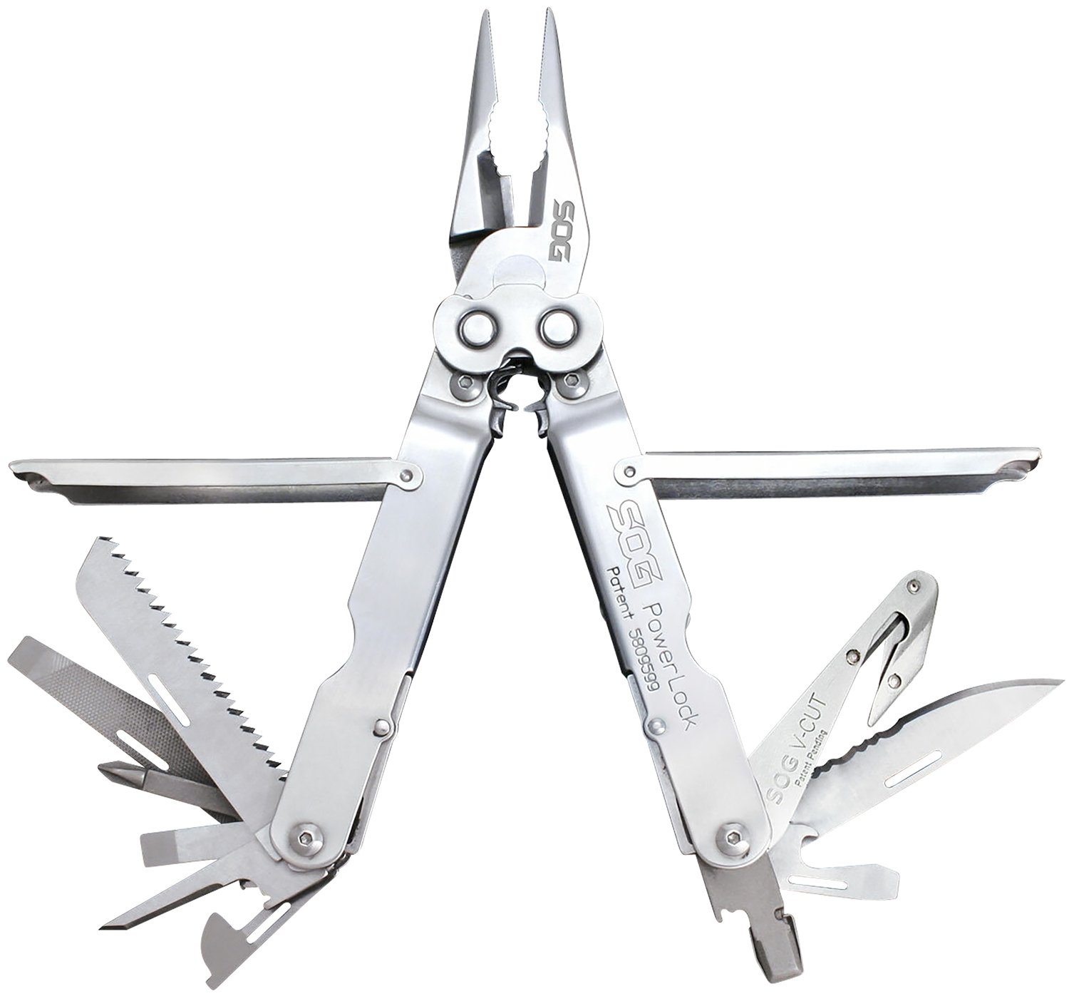 S.O.G SOG-S62N-CP PowerLock V-Cutter Polished 420 Stainless Steel 7" Long Includes Sheath