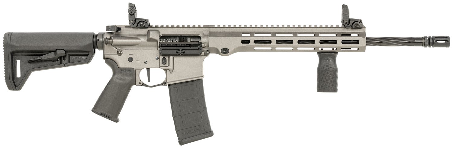 159405.jpg Maxim Defense MXM49734 MD15 L 5.56x45mm NATO 30+1 16" Fluted Barrel, Sniper Gray Rec/M-LOK Handguard, Black Magpul Furniture, SL-K Stock, MBUS Sights, Blackout Defense Flat Trigger