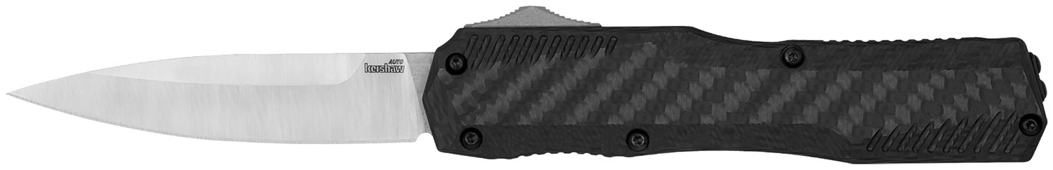 Kershaw 9000CF Livewire  3.35" OTF Dagger, Plain Black PVD CPM MagnaCut Steel Blade, Black Anodized Aluminum Handle