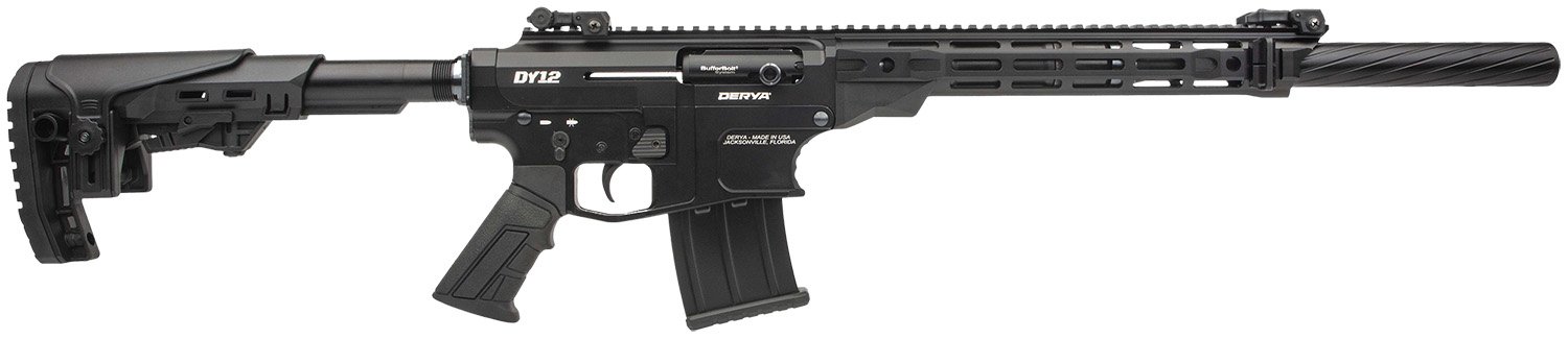 174440.jpg Derya Firearms DY1218US Namlu DY12 12 Gauge Semi-Auto 3" 5+1 18" Black Melotine Threaded Barrel, Black Anodized Aluminum Receiver w/Picatinny Rail, Black Adjustable Polymer Stock & Pistol Grip