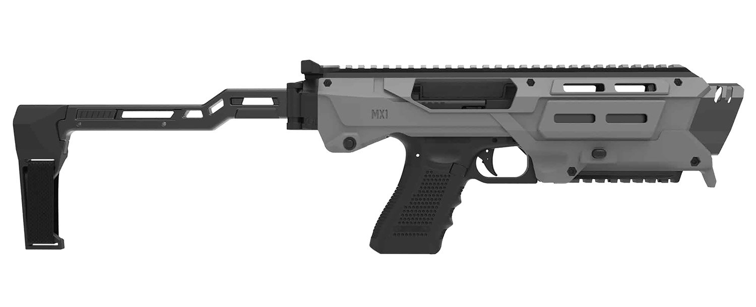 178293.jpg Meta Tactical Llc MX1-PS-GY MX-1 Conversion Kit Compatible w/Glock, Gray Aluminum Frame w/M-LOK & Picatinny Rail, Black Polymer Folding Stabilizer