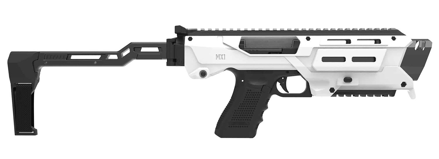 178295.jpg Meta Tactical Llc MX1-PS-WT MX-1 Conversion Kit Compatible w/Glock, White Aluminum Frame w/M-LOK & Picatinny Rail, Black Polymer Folding Stabilizer