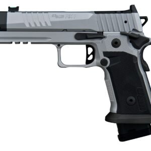 Sig Sauer 211F9GTOSILVER P211 Quicksilver Full Size 9mm Luger 23+1 4.40" Stainless Bull w/MACH3D Compensator Barrel, Silver Cerakote Stainless Steel Integrated Compensator/Optic Ready/Serrated Slide &