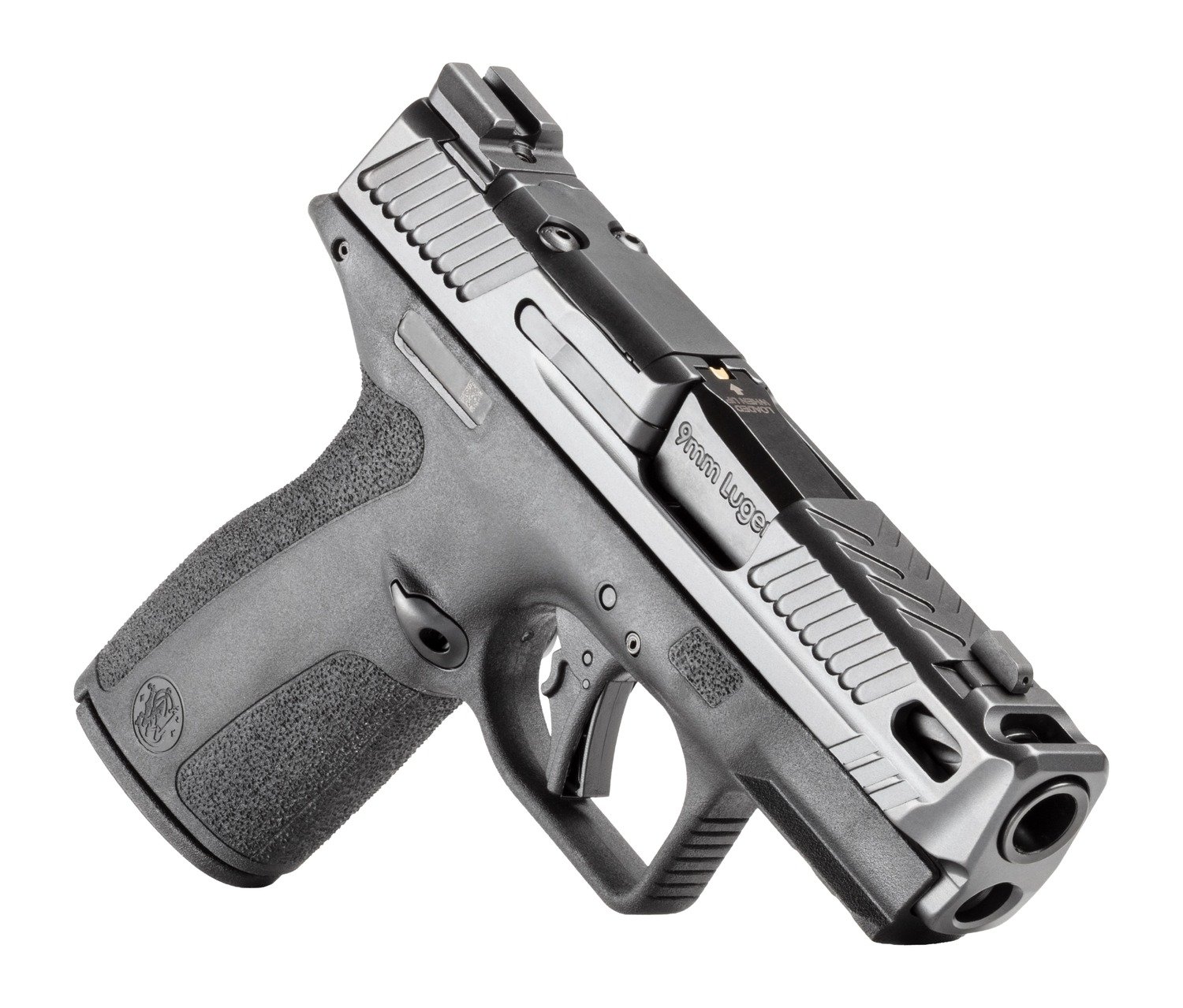 Smith & Wesson 14775 M&P9 Shield X Sub-Compact Frame 9mm Luger 10+1 3.60" Black Armornite Fluted Ported Barrel, Black Armornite Stainless Steel Optic Ready/Serrated Slide, Black Polymer Frame w/Picati