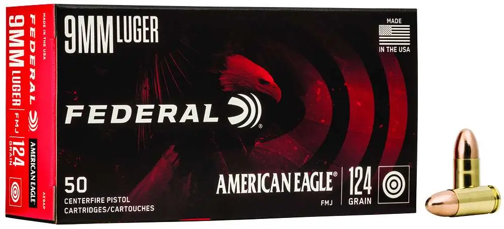 FEDERAL AMERICAN EAGLE PROMO AMO 9MM 124GR FMJ 50RD (20 BOX CASE)