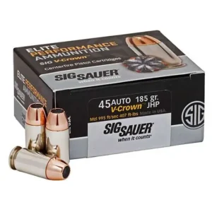 SIG SAUER ELITE V CROWN AMO 45 AUTO 185GR JHP 50RD (10 BOX CASE)
