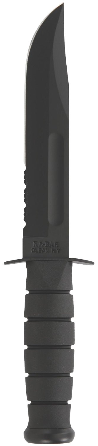 56447.jpg Ka-Bar 1214 Fighting/Utility 7" Fixed Clip Point Serrated Black 1095 Cro-Van Blade, Black Kraton G Handle, Includes Sheath
