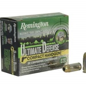Remington 380 Auto Ultimate Defense Compact CHD380BN 102 Grain Brass Jacketed Hollow Point 20 rounds