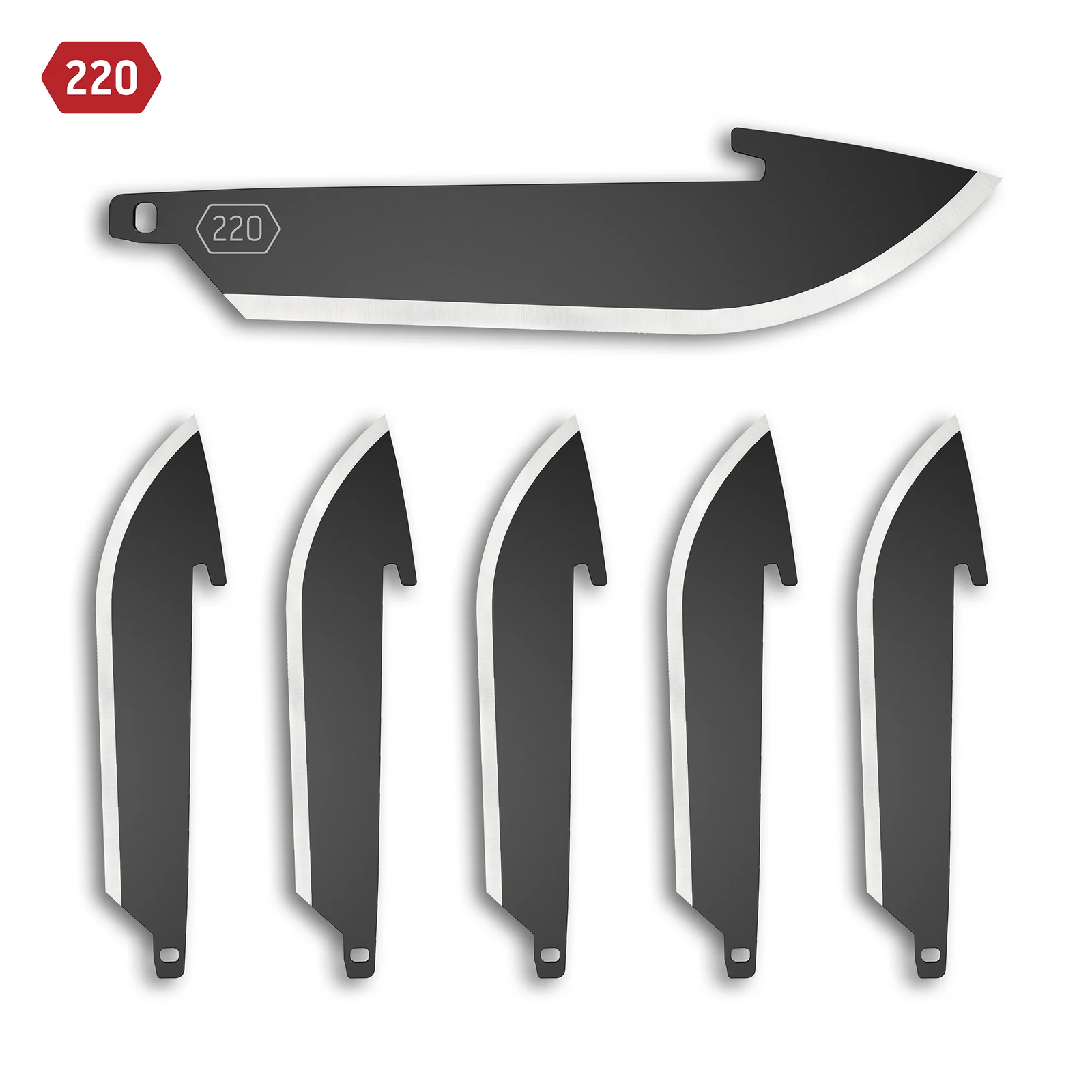 OE-RR22K-6C.png 2.2 DROP-POINT BLADE PACK (Black, 6 Blades)
