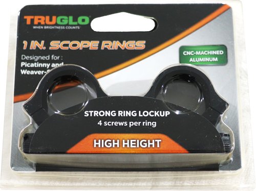 TRUGLO RINGS 1" HIGH MATTE - PICATINNY/WEAVER W/4 SCREWS