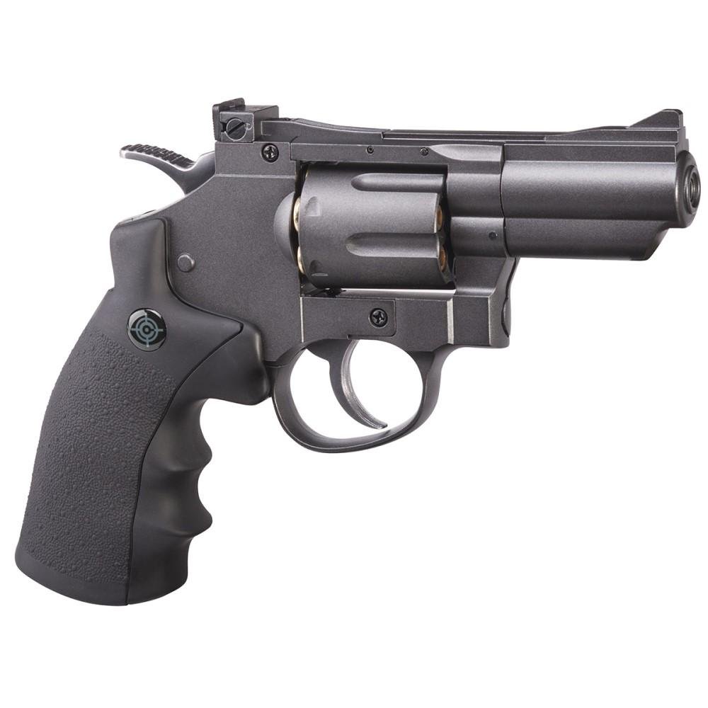 https3A2F2Fmedia.chattanoogashooting.com2Fimages2Fproduct2FCKSNR3572FCKSNR357_1.jpg Crosman CO2 Powered Dual Ammo Full Metal Snub Nose Air Revolver .177 cal - Black/Grey