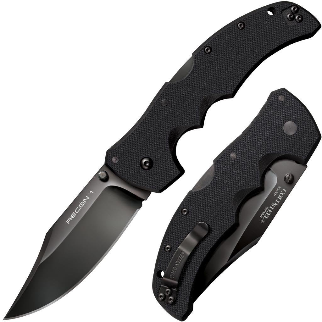 https3A2F2Fmedia.chattanoogashooting.com2Fimages2Fproduct2FCO27BC2Fco27bc.jpg Cold Steel Recon 1 Clip Point Lockback Knife - 4" Blade G-10 Black
