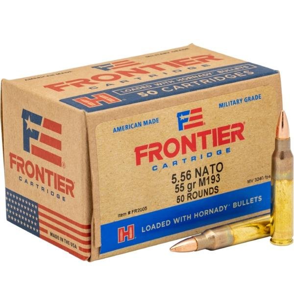 Hornady Frontier Rifle Ammunition XM193 5.56X45 NATO 55 gr FMJ 3240 fps 50/ct