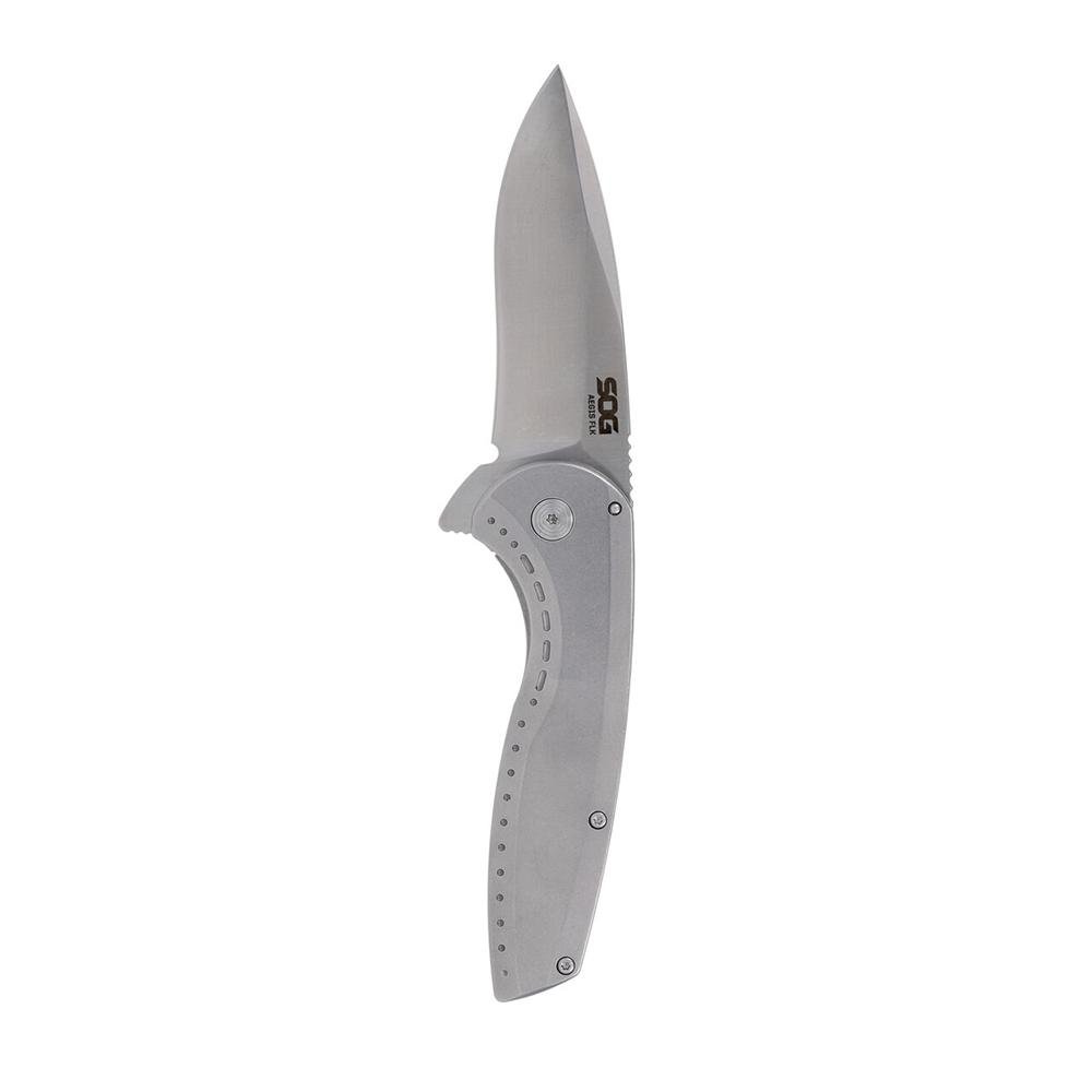 SOG Knives Aegis FLK 2.0 Folding Knife 3-1/4" Drop Point Blade Silver Blister
