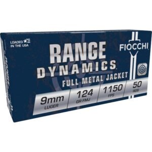Fiocchi Range Dynamics Handgun Ammunition 9mm Luger 124 gr FMJ 1150 fps 50/ct