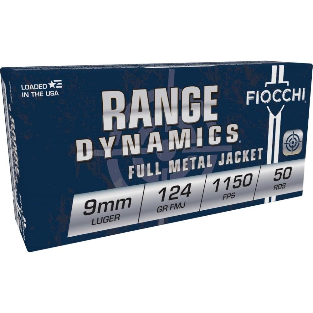 Fiocchi Range Dynamics Handgun Ammunition 9mm Luger 124 gr FMJ 1150 fps 50/ct