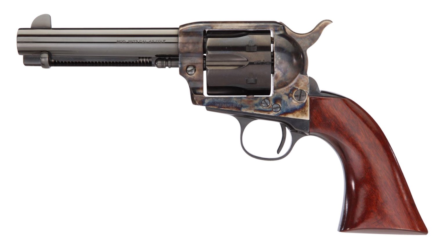Taylors & Company 555149 1873 Cattleman Gunfighter 45 Colt (LC) 6rd 4.75" Blued Cylinder & Barrel Color Case Hardened Steel Frame Walnut Army Size Grip