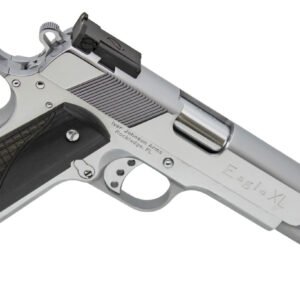 Iver Johnson Arms EAGLEXLC45 Eagle XL  45 ACP 8+1 6" Steel Barrel, Bright Chrome High Polished Long/Serrated Steel Slide & Frame w/Beavertail, Diamondwood Walnut w/Integrated Logo Grip, Right Hand