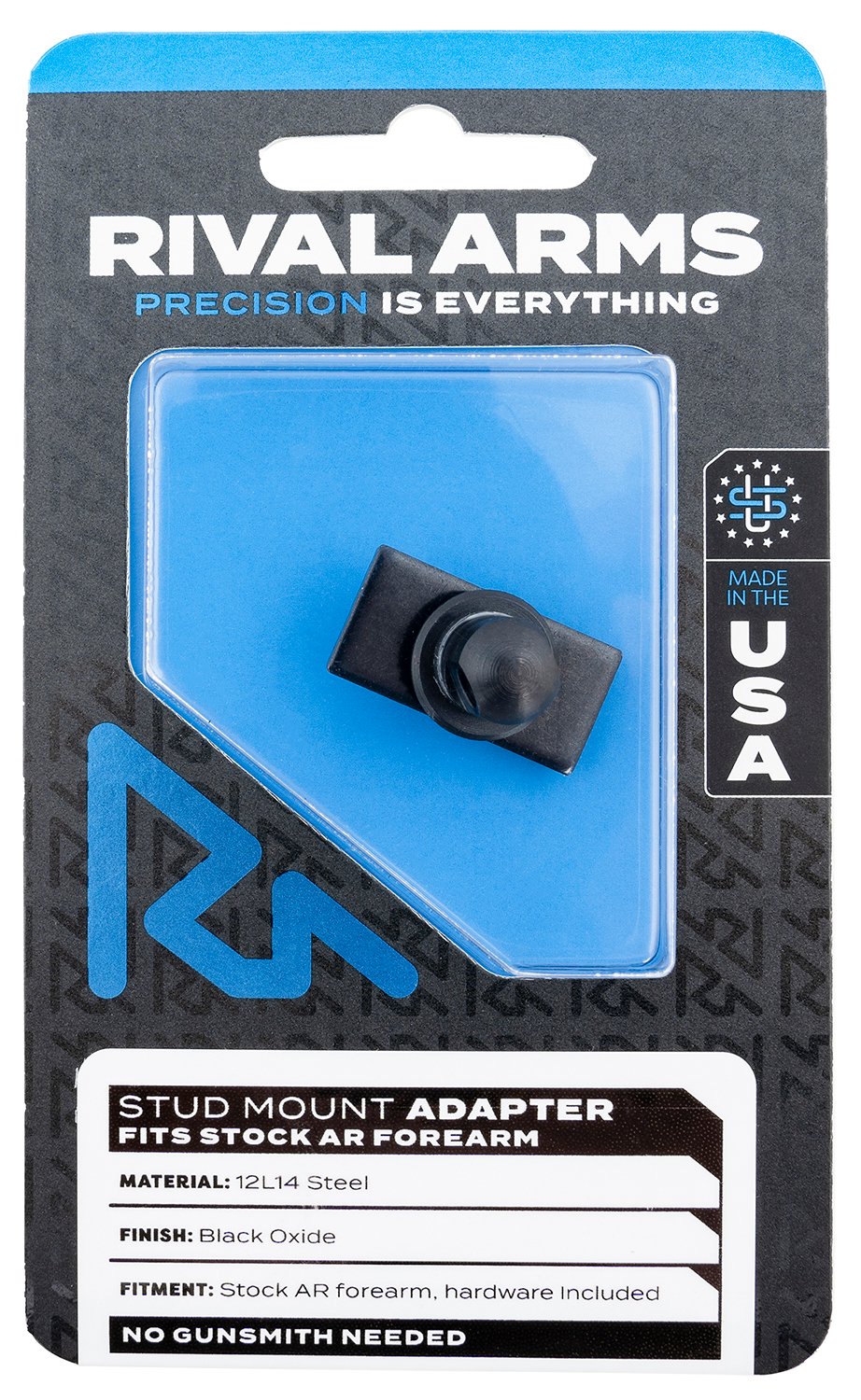 136235.jpg Rival Arms RA-RA92M6B Stud Mount Adapter 12L14 Steel Black Oxide for AR Stock Forearm