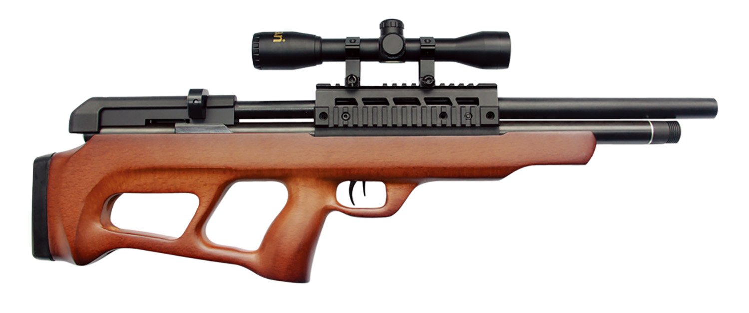 Beeman 1358 Under-Lever Pre-Charged Pneumatic 22 Pellet 10+1 Shot Black Black Receiver European Hardwood Scope 4x32mm