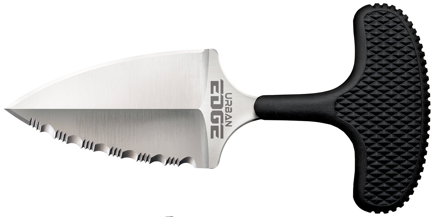 Cold Steel CS43XLS Urban Edge  2.50" Fixed Part Serrated Stone Washed Japanese AUS-8A SS Blade/Black Textured Kray-Ex Handle