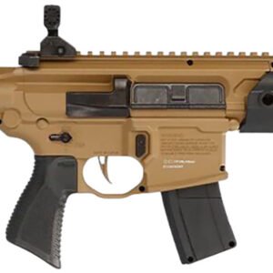 Sig Sauer Airguns AIRMCXCANEBRAKE MCX Canebrake Air  CO2 (Not Included) 177 Pellet 30rd, FDE Metal Rec, Removable Fixed Black Synthetic Stock, Flat Trigger, Flip-Up Sights