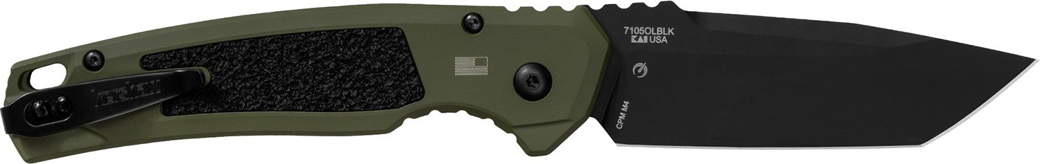 Kershaw 71050LBLK Launch 16 Automatic 3.45" Folding Tanto Plain Black Cerakote CPM M4 Blade, Olive Cerakote w/Black Oxide Hardware Aluminum Handle, Includes Pocket Clip