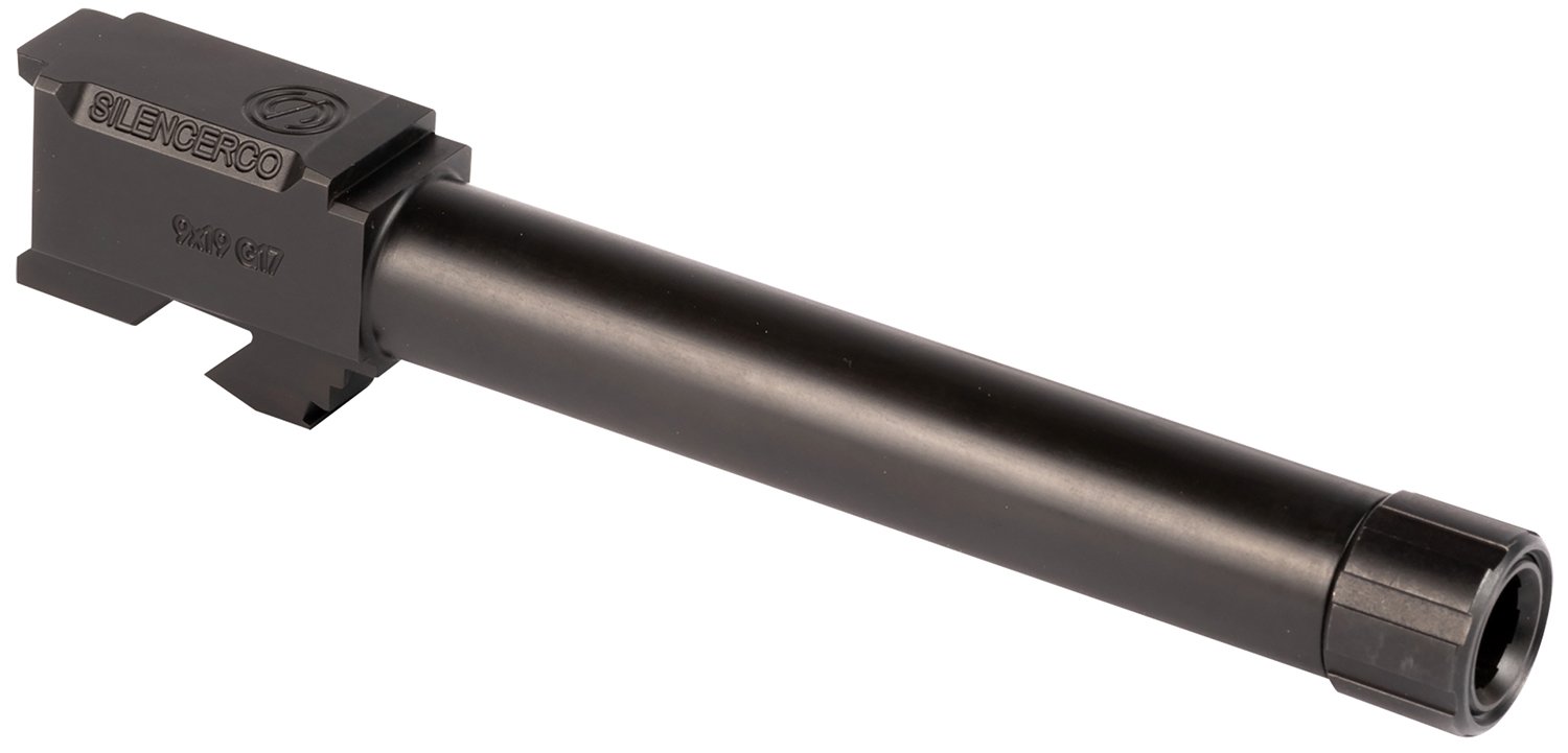 SilencerCo AC864 Glock  9mm Luger 5" Threaded Black Nitride Stainless Steel, Fits Glock 17 Gen1-4