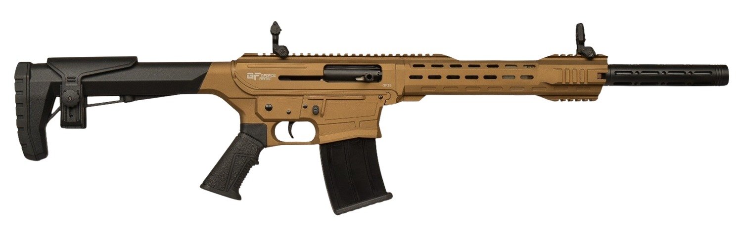 Gforce Arms GF2512BNZ GF25  12 Gauge Semi-Auto 3" 5+1 20" Bronze Cerakote Spiral Threaded Barrel, Bronze Cerakote Picatinny Rail Aluminum Receiver, Adjustable Black Synthetic Stock w/Black Rubber Grip