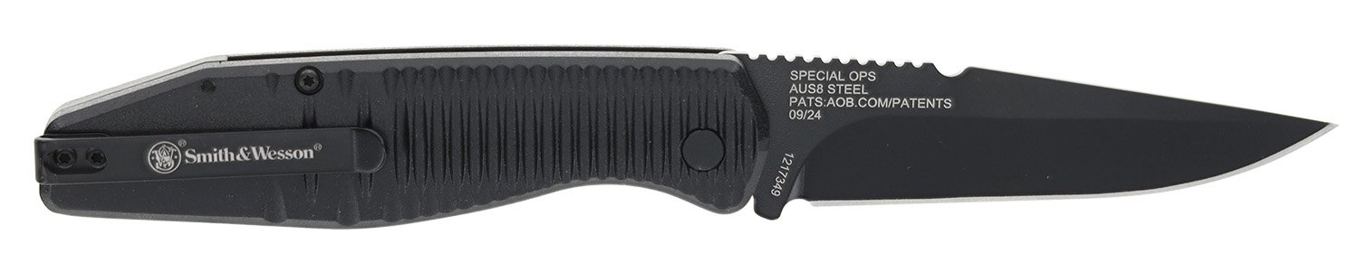 Smith & Wesson Knives 1215357 Special Ops  Full Size 3.40" Folding Drop Point Plain AUS-8A SS Blade Aluminum Handle