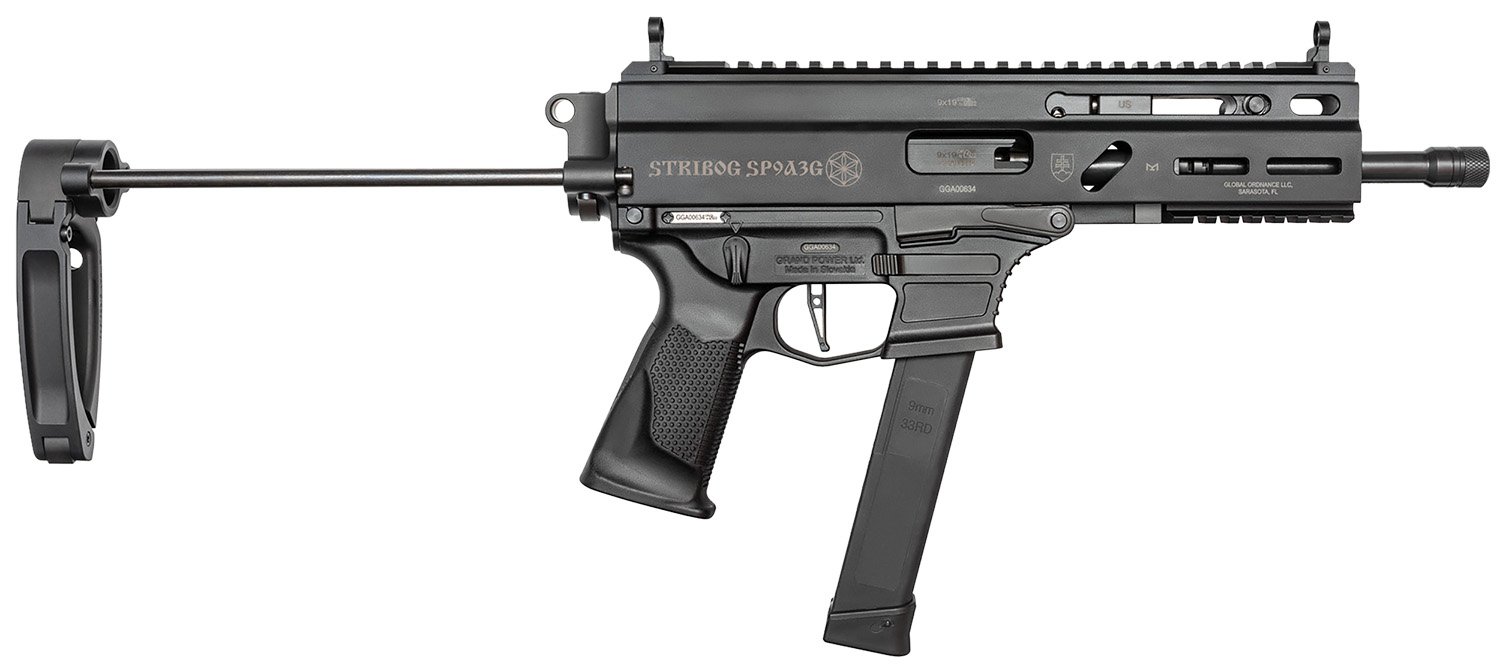 Grand Power 810091152867 Stribog SP9A3G 9mm Luger 8" Black PDW Tailhook Brace
