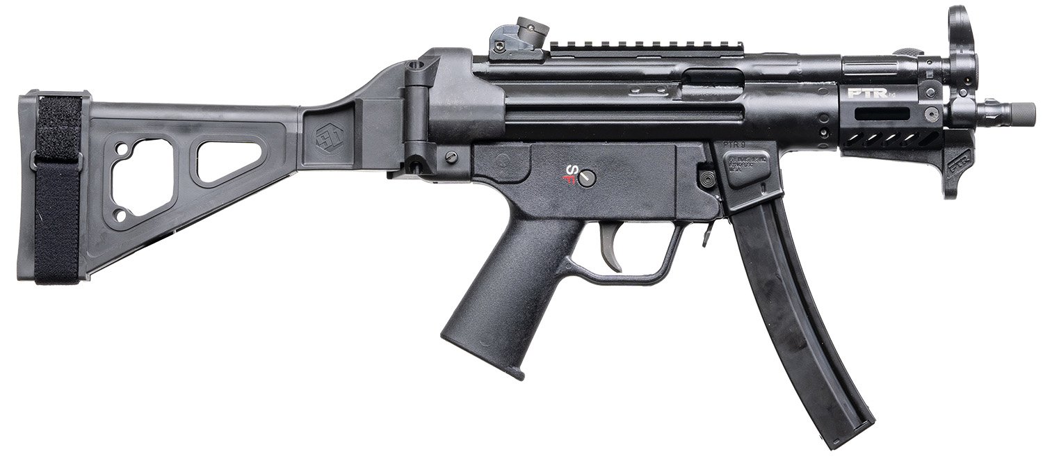 PTR  9RS BR 9mm Luger 30+1 6" Black Nitride 3-Lug Threaded Barrel, M-LOK Handguard, Black Parkerized Aluminum Picatinny Rail Receiver, SB Tactical Brace, Black Polymer Grip