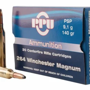 PPU STANDARD RIFLE AMO 264 WIN 140GR PSP 20RD (10 BOX CASE)