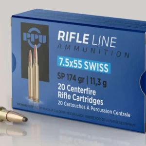 PPU METRIC RIFLE AMO 7X55 SWISS 174GR SP 20RD (10 BOXES PER CASE)