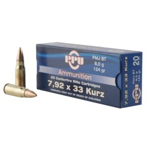 PPU METRIC RIFLE AMO 7.92 KURZ 124GR FMJ 20/RD ( 25 BOXES PER CASE )