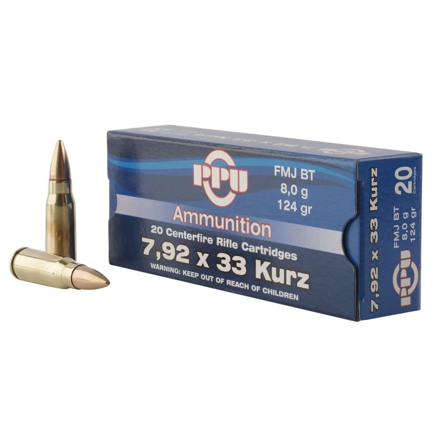 PPU METRIC RIFLE AMO 7.92 KURZ 124GR FMJ 20/RD ( 25 BOXES PER CASE )