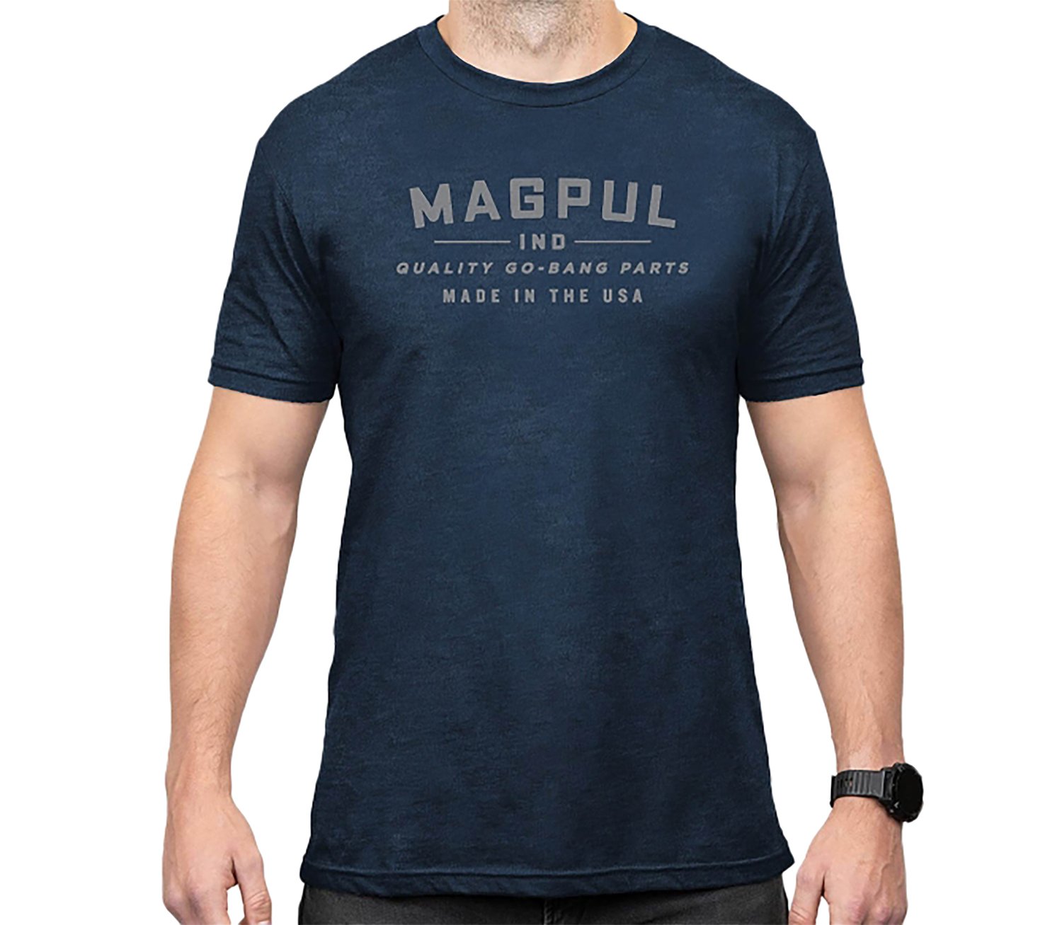 Magpul MAG1112-410-M Go Bang Parts  Navy Heather Cotton/Polyester Short Sleeve Medium