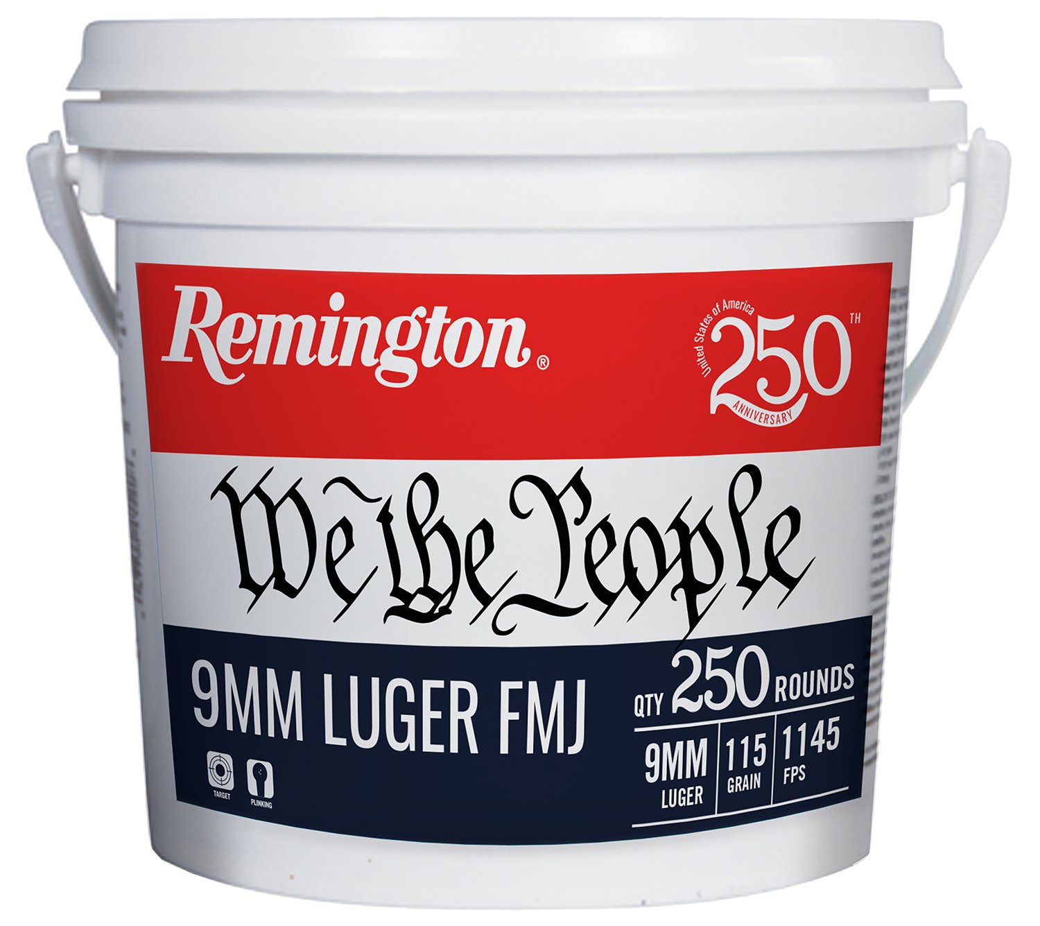 Remington Ammunition 21385   9mmLuger 115gr Full Metal Jacket 250 Per Box/4 Case