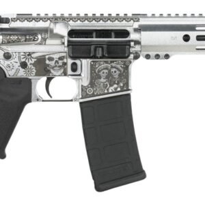 Shark Coast Tactical SCC07374DOD-P Day of the Dead  5.56 NATO 30+1 10.50" Black Nitride Threaded Barrel, Aluminum Laser Engraved Receiver w/Picatinny Rail, M-LOK Handguard, Polymer SB Tactical SBA3 Br