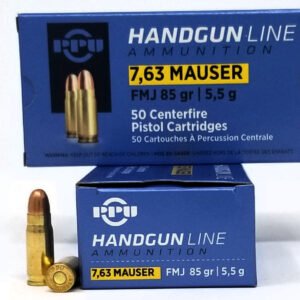 Prvi PPU 7.63 Mauser Ammunition PPH763 85 Grain Full Metal Jacket 50 Rounds