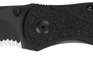 Kershaw 1670BLKST Blur 3.40" Folding Drop Point w/Recurve Part Serrated Black DLC 14C28N Steel Blade Black Anodized Aluminum Handle Includes Pocket Clip