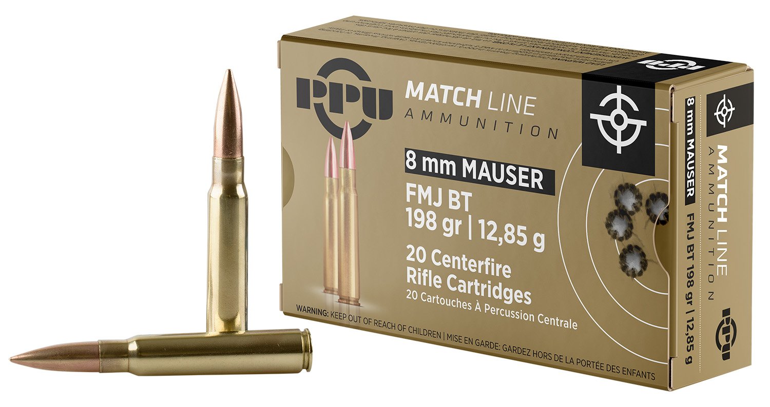 PPU PPM8 Match  8mmMauser 200gr Full Metal Jacket Boat Tail 20 Per Box/10 Case - PPU